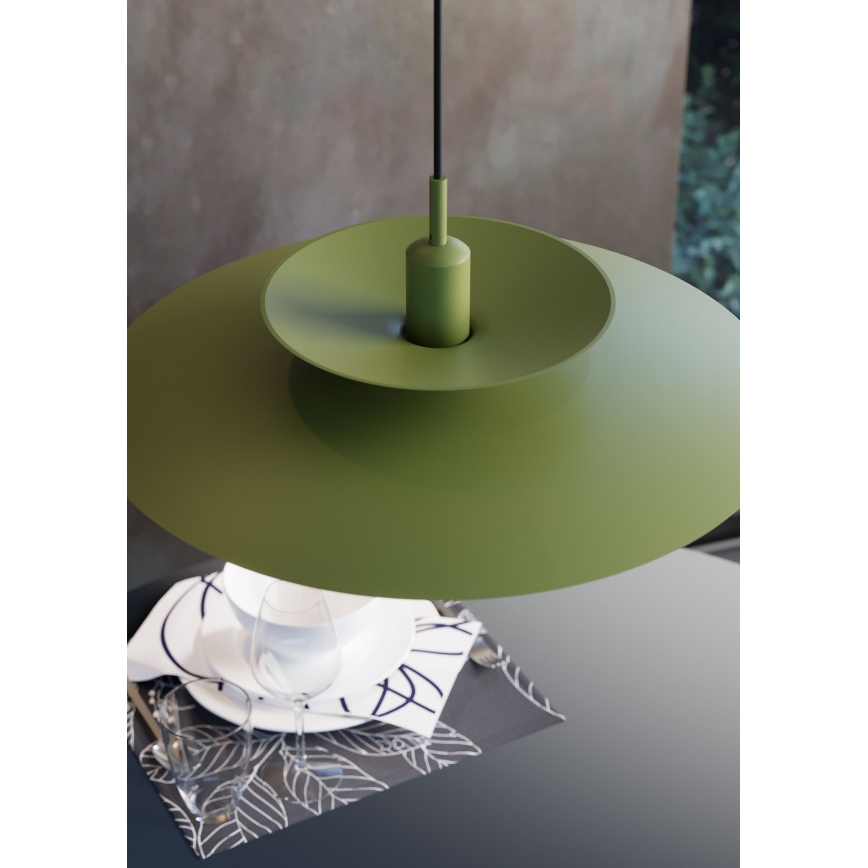 Redo 01-3050 - Suspension sur câble GUNNAR 1xE27/42W/230V Ø 50 cm, vert