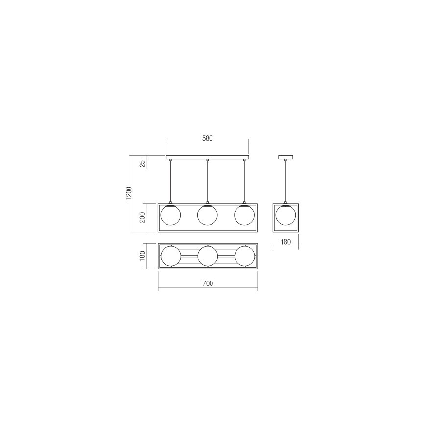 Redo 01-3057 - Suspension filaire ZODIAC 3xE14/28W/230V