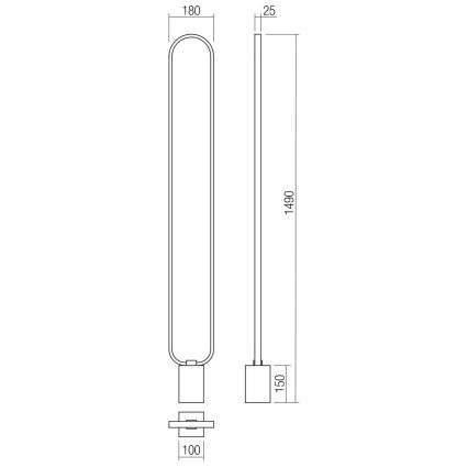Redo 01-3062 - Lampada da terra dimmerabile a LED ADO LED/24W/230V oro
