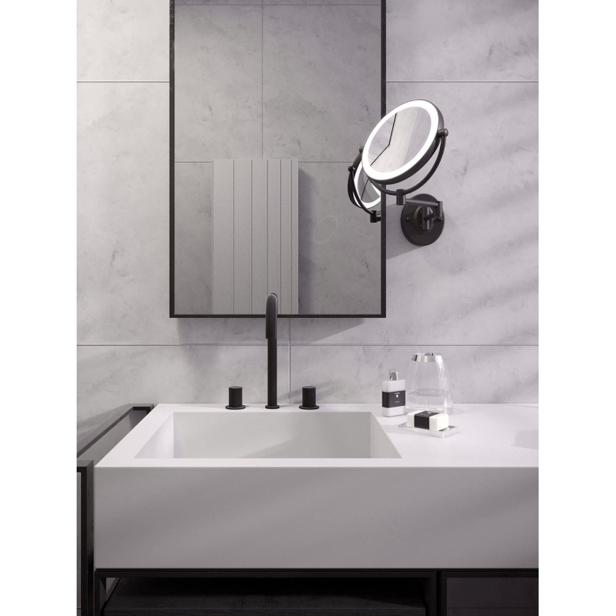 Redo 01-3088 - Miroir de maquillage tactile à intensité variable SELFIE LED/7W/230V 3000/4000/6000K noir