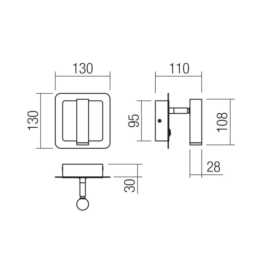 Redo 01-3092 - Spot mural LED CLOSER LED/6W/230V noir