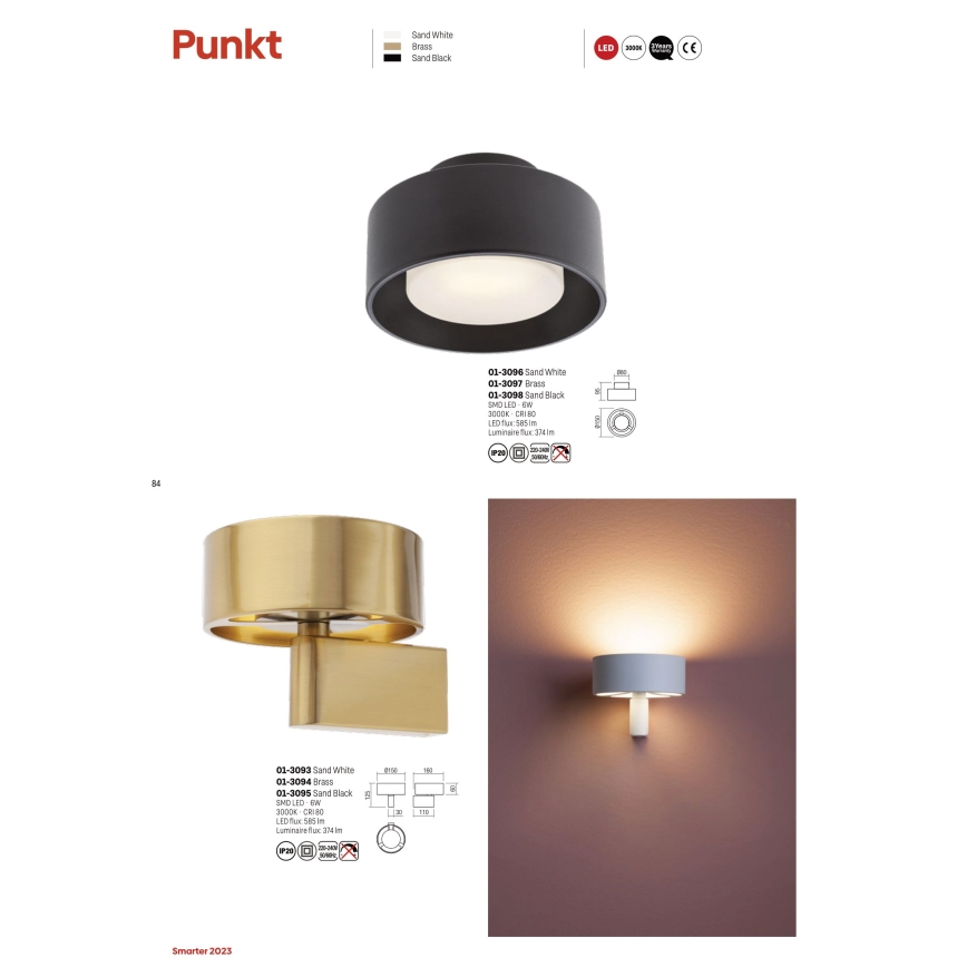 Redo 01-3096 - Plafonnier LED PUNKT LED/6W/230V blanc