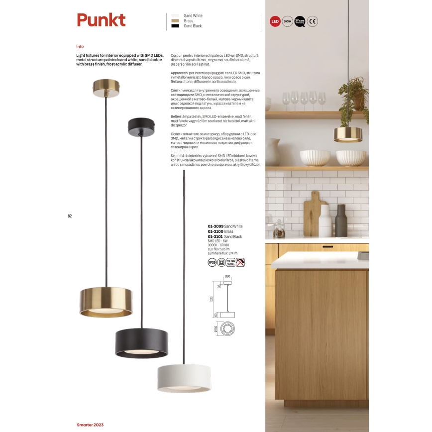 Redo 01-3101 - LED-Hängeleuchte PUNKT LED/6W/230V d 15 cm schwarz