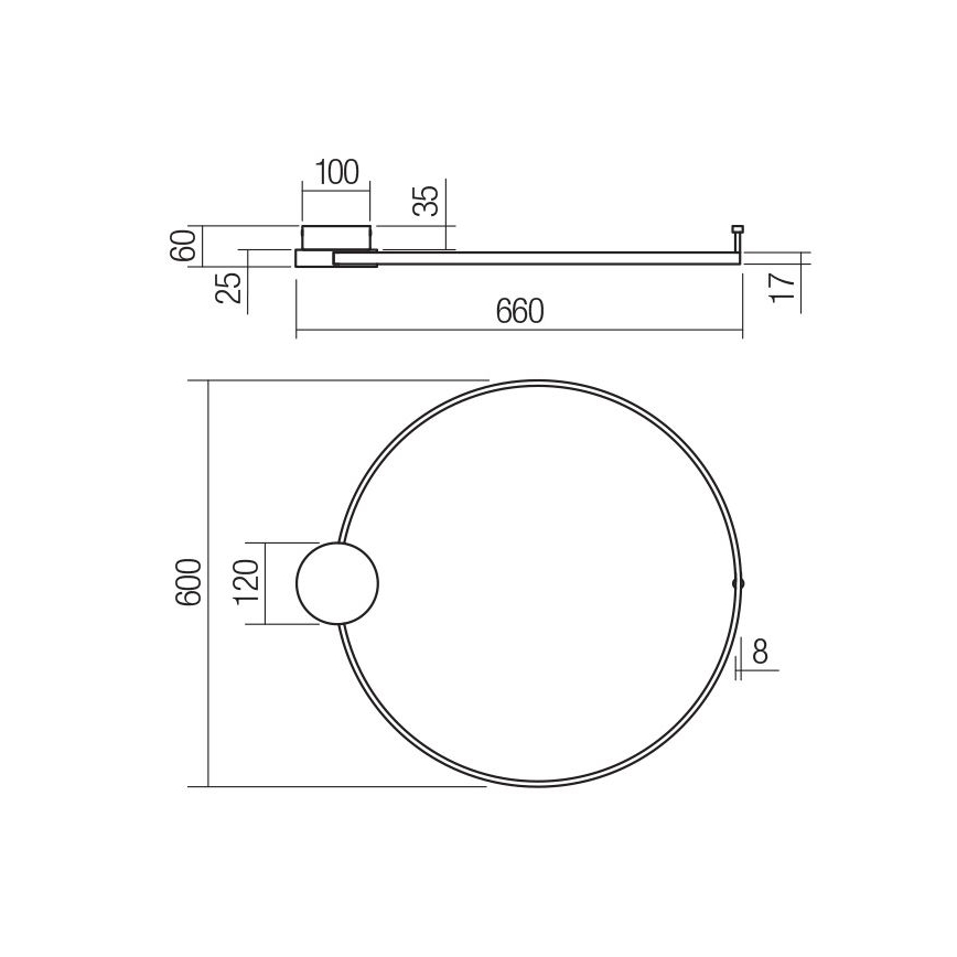 Redo 01-3103 - Applique murale LED ATOM LED/20W/230V d. 60 cm