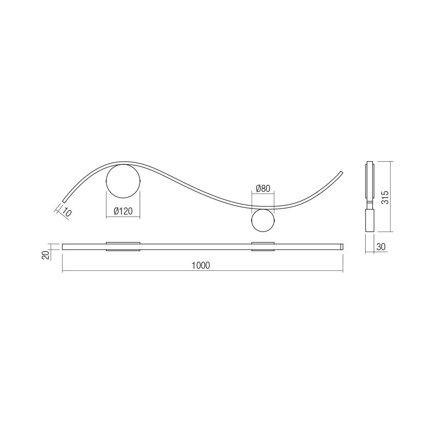Redo 01-3112 - Applique a LED WAVE LED/11W/230V ottone