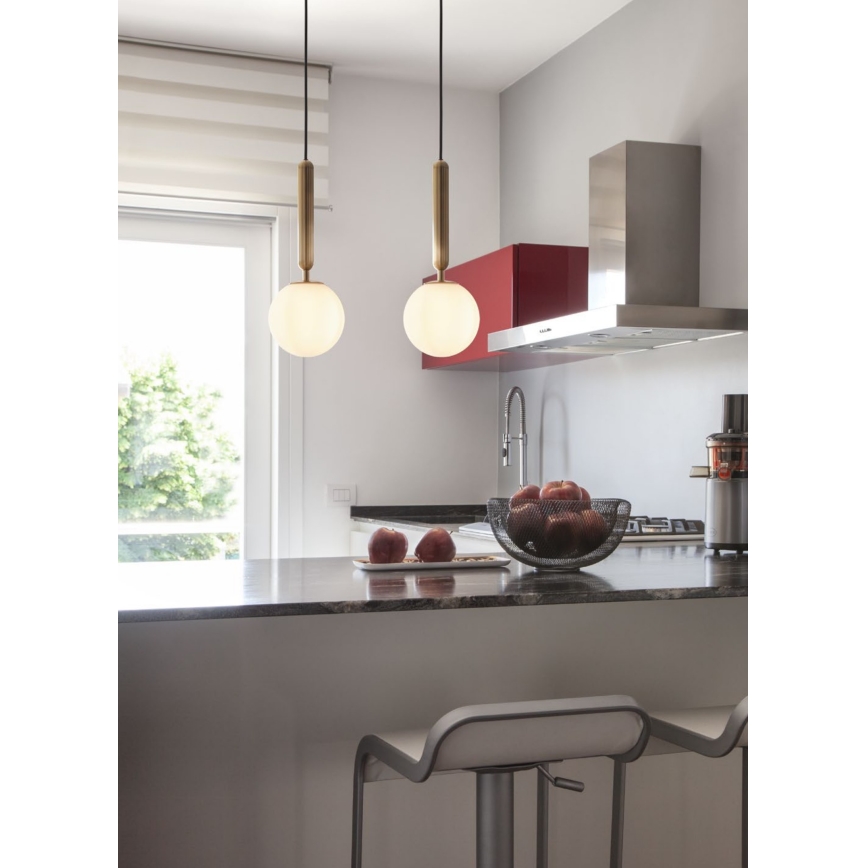 Redo 01-3130 - Lampadario a sospensione con filo HAIKU 1xE14/28W/230V diametro 15 cm ottone