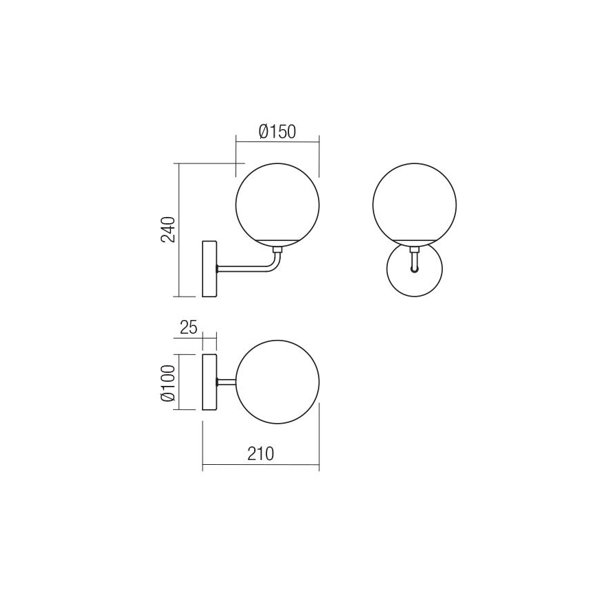 Redo 01-3147 - Applique murale BOWLING 1xE27/42W/230V doré
