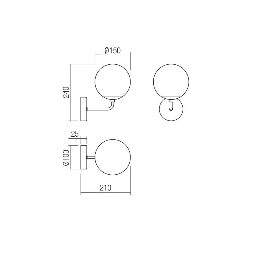 Redo 01-3148 - Applique BOWLING 1xE27/42W/230V nero