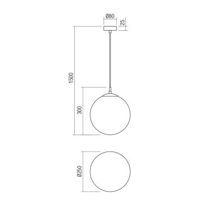 Redo 01-3153 - Lampadario a sospensione con filo BOWLING 1xE27/42W/230V oro
