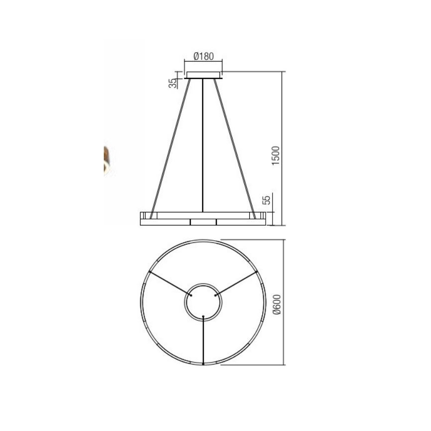 Redo 01-3173 - Lampadario a sospensione con filo LED dimmerabile CASTLE LED/36W/230V nero