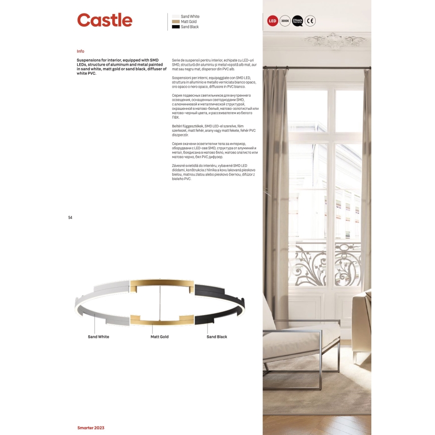 Redo 01-3176 - Lampadario a sospensione con filo LED dimmerabile CASTLE LED/45W/230V nero