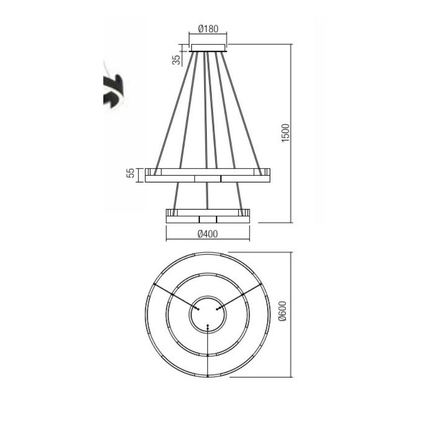Redo 01-3178 - Lampadario a sospensione con filo LED dimmerabile CASTLE LED/60W/230V oro