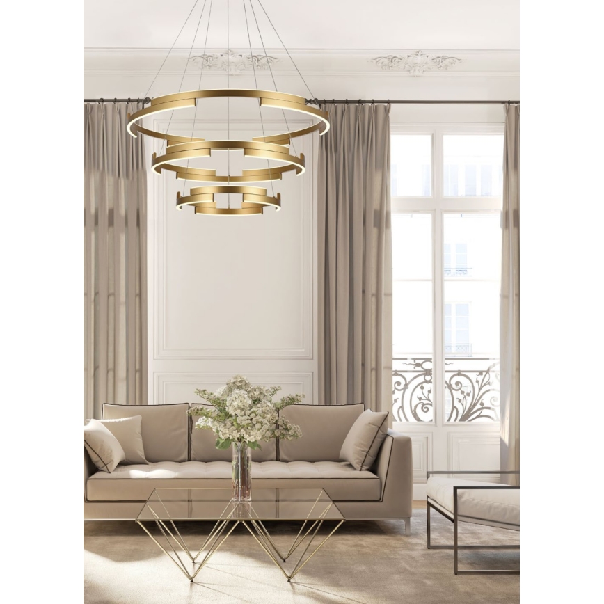 Redo 01-3181 - Lampadario a sospensione con filo LED dimmerabile CASTLE LED/80W/230V oro