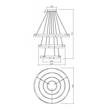 Redo 01-3181 - Lampadario a sospensione con filo LED dimmerabile CASTLE LED/80W/230V oro