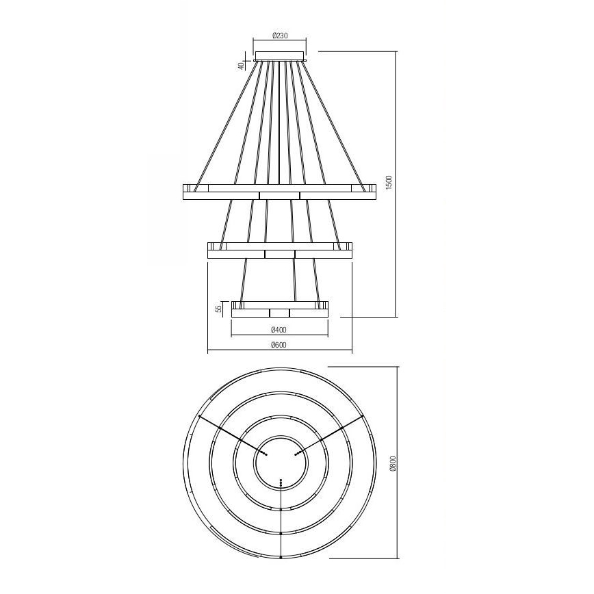 Redo 01-3181 - Lampadario a sospensione con filo LED dimmerabile CASTLE LED/80W/230V oro