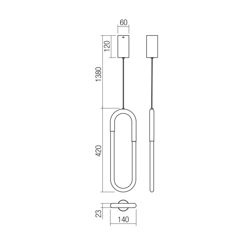Redo 01-3184 - Lampadario a sospensione con filo LED dimmerabile LATIUM LED/9W/230V nero
