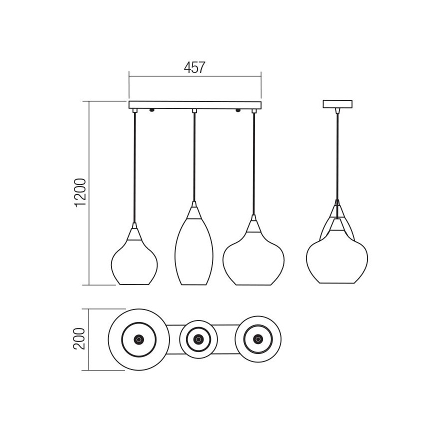 Redo 01-3193 - Suspension filaire TANNER 3xE14/28W/230V
