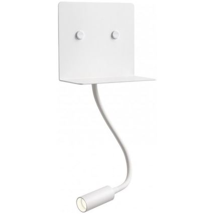 Redo 01-3210 - LED-Wandleuchte mit flexibler und kleiner Lampe MOKA LED/6W + LED/3W/230V USB CRI90 weiß