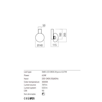 Redo 01-3240 - LED Wandleuchte SINCLAIR LED/6,5W/230V CRI 93 IP21 Schwarz
