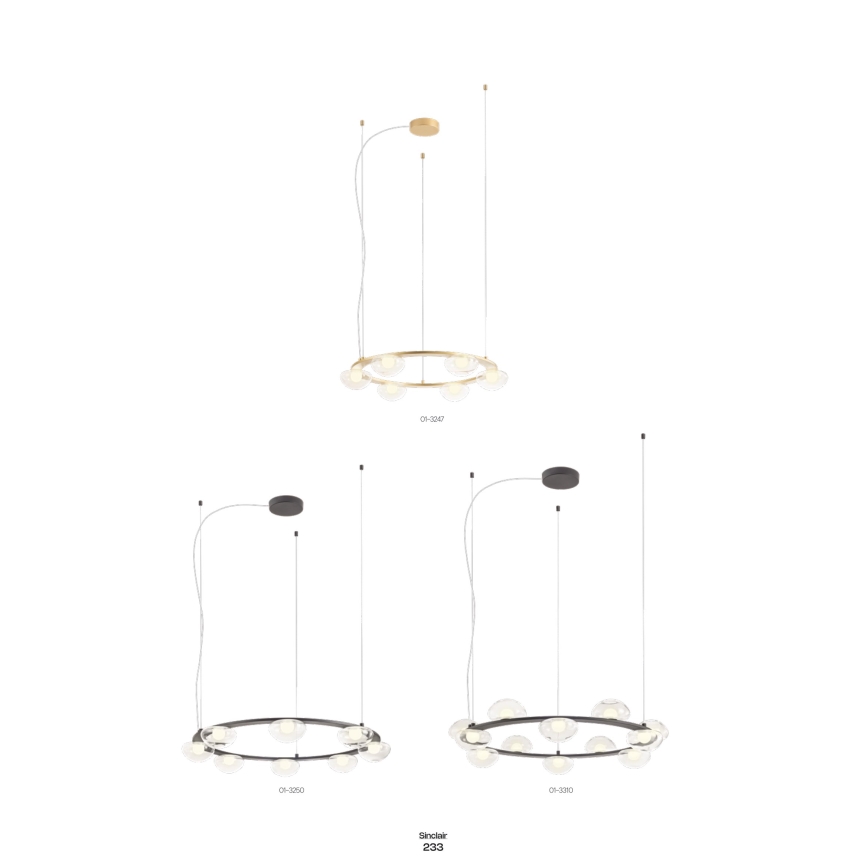 Redo 01-3247- Suspension filaire à intensité variable SINCLAIR LED/37,2W/230V CRI 93 IP21 doré