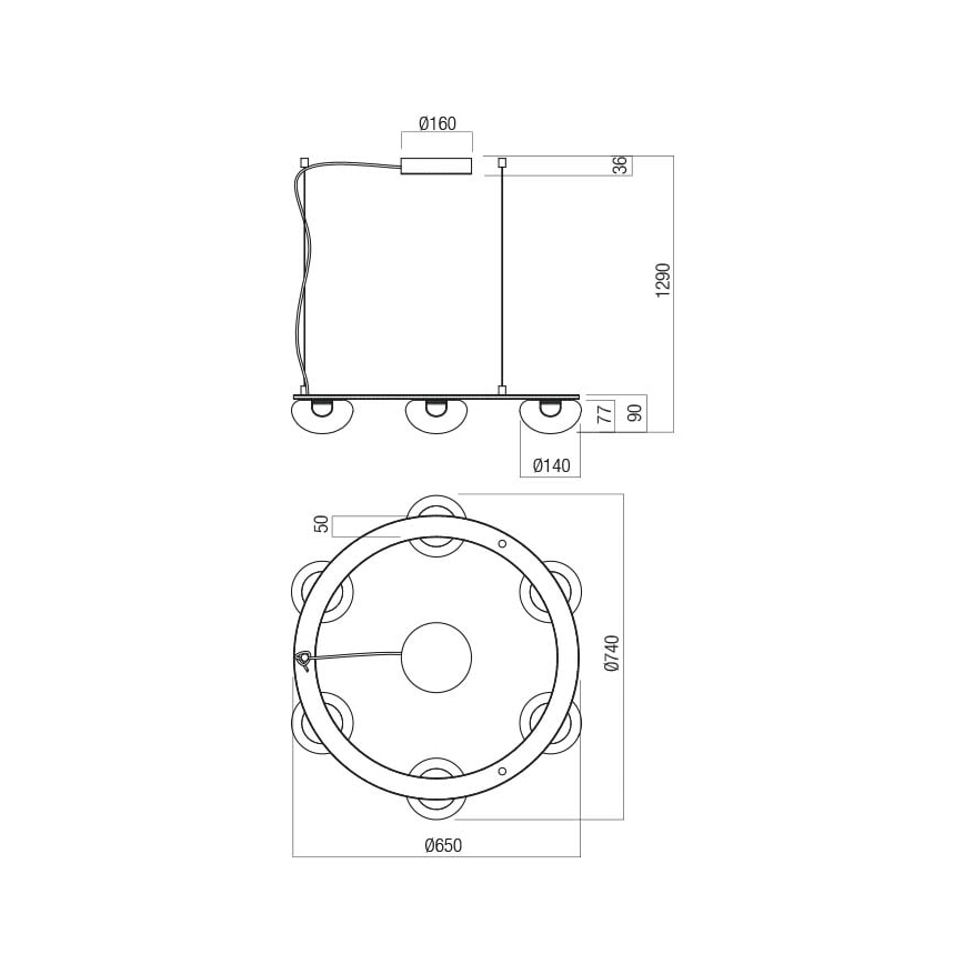 Redo 01-3248- Lampadario a sospensione con filo LED dimmerabile SINCLAIR LED/37,2W/230V CRI 93 IP21 nero