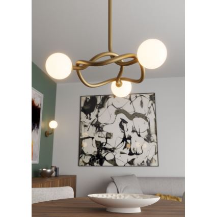 Redo 01-3256 - Lustre sur tige CONFUSIO 3xE14/28W/230V Ø 76 cm doré