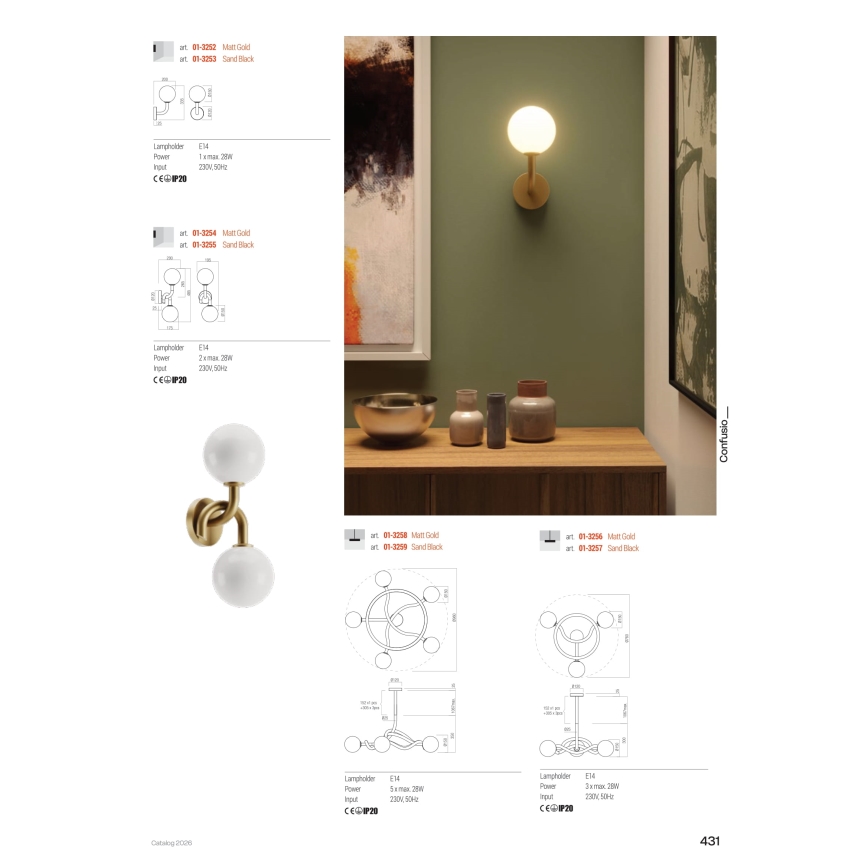 Redo 01-3257 - Lampadario a stelo CONFUSIO 3xE14/28W/230V Ø 76 cm nero