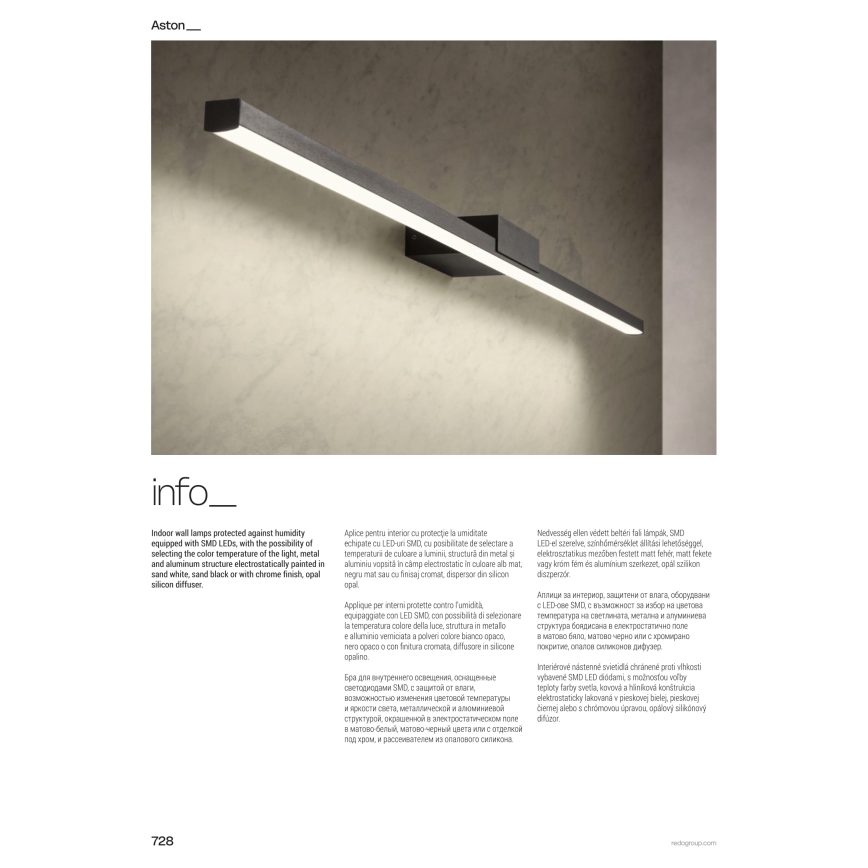Redo 01-3272 - LED-Badspiegelleuchte ASTON LED/18W/230V 3000/4000K 90 cm CRI 90 IP44 glänzender Chrom