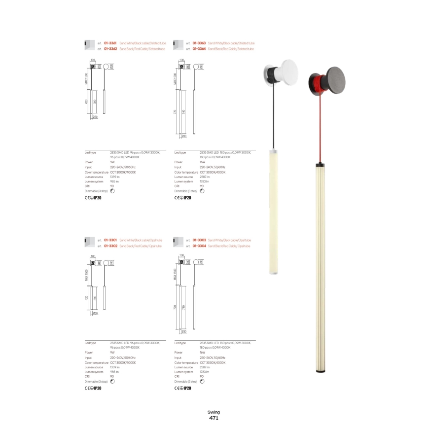 Redo 01-3301 - Dimmbare LED-Wandleuchte SWING LED/9W/230V 3000/4000K CRI 90 weiß