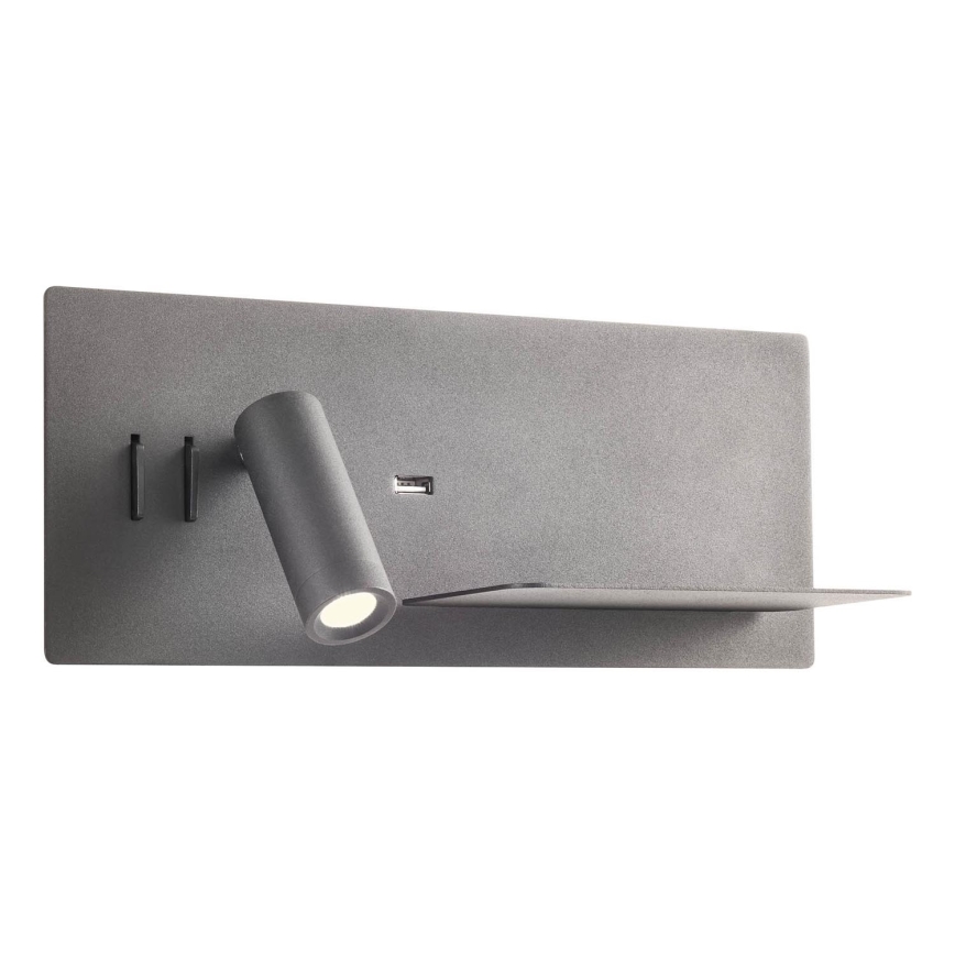 Redo 01-3316 - Luce Spot da parete a LED BROOK LED/8W/230V + LED/3W USB CRI 90 nero destra