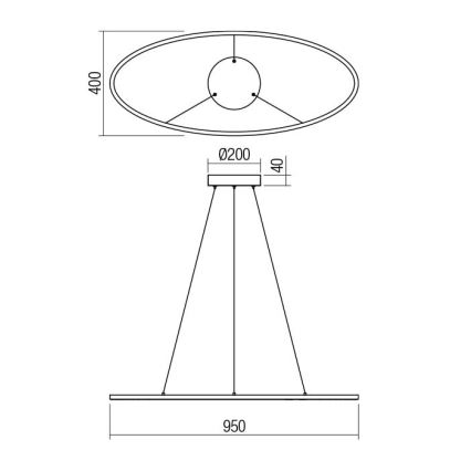 Redo 01-3338 - Dimmbarer LED-Kronleuchter an Stahlseil LEO LED/48W/230V 3000/4000K CRI 90 Bronze