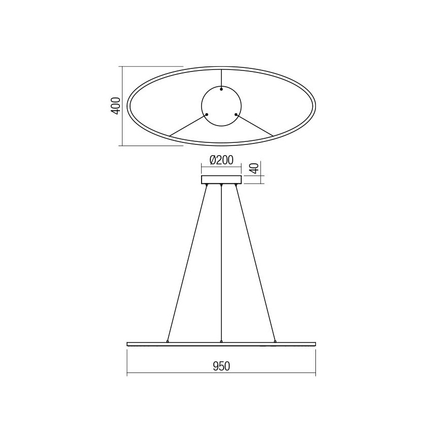 Redo 01-3338 - Dimmbarer LED-Pendelleuchter an Stahlseil LEO LED/48W/230V 3000/4000K CRI 90 40x95 cm bronzefarben