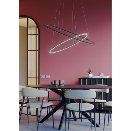 Redo 01-3339 - Dimmbare Pendelleuchte mit Seilabhängung LEO LED/48W/230V 3000/4000K CRI 90 40x95 cm schwarz