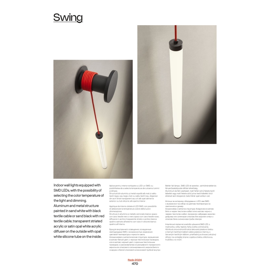 Redo 01-3363 - Applique murale LED dimmable SWING LED/16W/230V 3000/4000K IRC 90 blanc