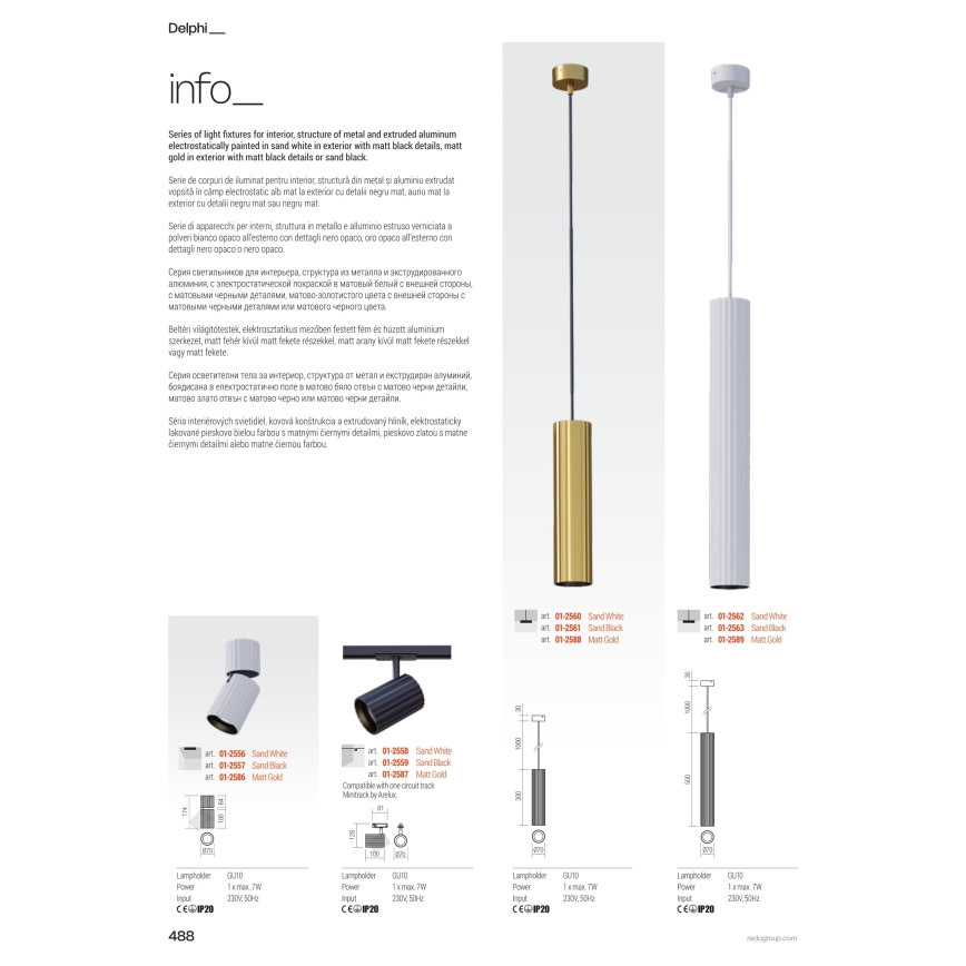Redo 01-3403 - Faretto DELPHI 2x GU10/7W/230V, nero