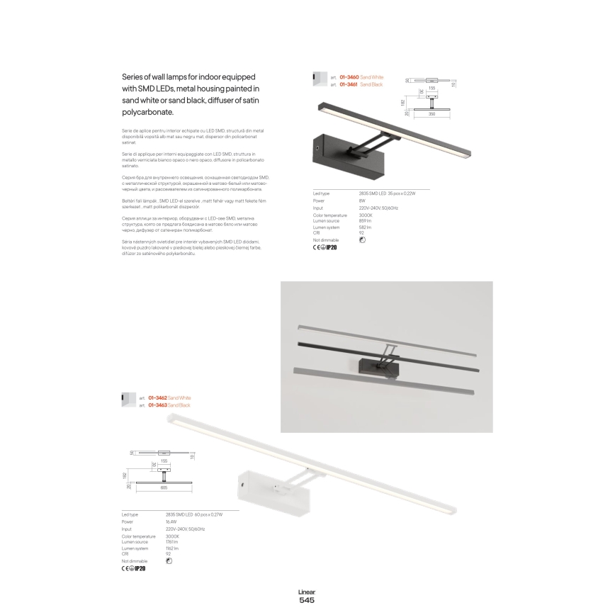Redo 01-3463 - Lampada LED da quadro LINEAR LED/8W/230V 60,5 cm CRI 92 nero