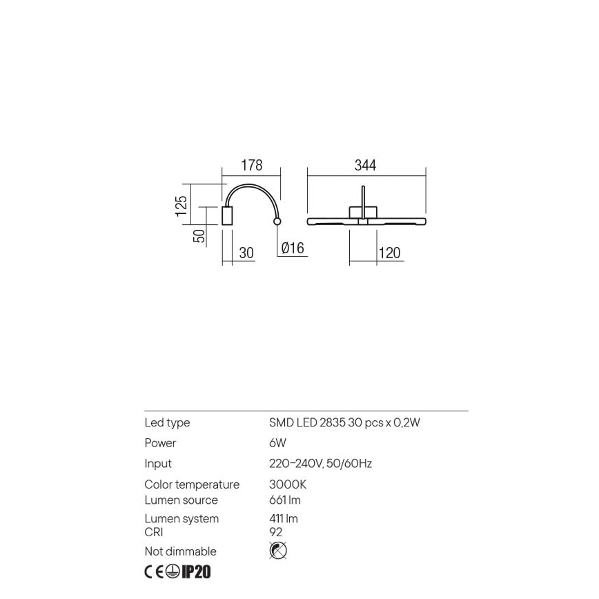 Redo 01-3464 - Lampada LED da quadro KENDO LED/6W/230V 34,4 cm CRI 92 bianco