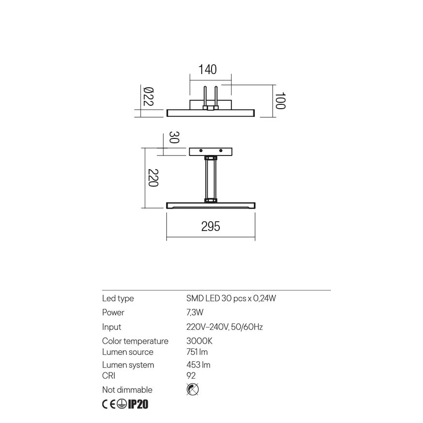 Redo 01-3469 - Lampada LED da quadro IKON LED/7,3W/230V 29,5 cm CRI 92 nero