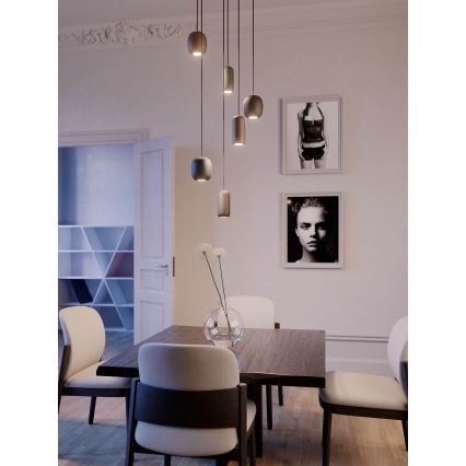 Redo 01-3476 - Lampadario a sospensione con filo BOOM 1xGU10/10W/230V diametro 7,6 cm marrone