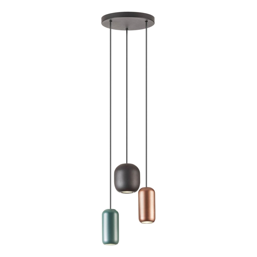 Redo 01-3480 - Hängeleuchte BOOM 3xGU10/10W/230V d 33 cm schwarz/grün/braun