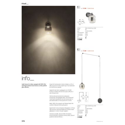 Redo 01-3483 - Lampada da parete LED KHADI LED/6W/230V CRI 90 nero/fumé