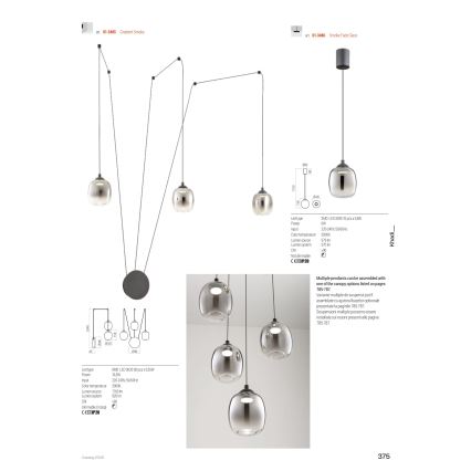 Redo 01-3485 - Applique murale LED dimmable KHADI 3xLED/5,5W/230V IRC 90 Ø 12 cm noir/fumé
