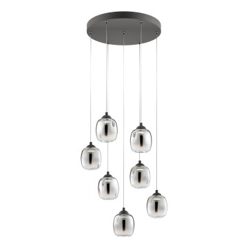 Redo 01-3489 - Lampadario LED dimmerabile a sospensione su cavo KHADI 7xLED/5W/230V CRI 90 Ø 52 cm nero/fumé