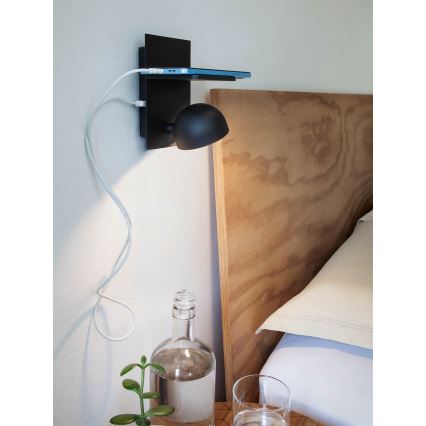 Redo 01-3491 - Spot mural SEIBI LED/7W/230V USB CRI 90 noir