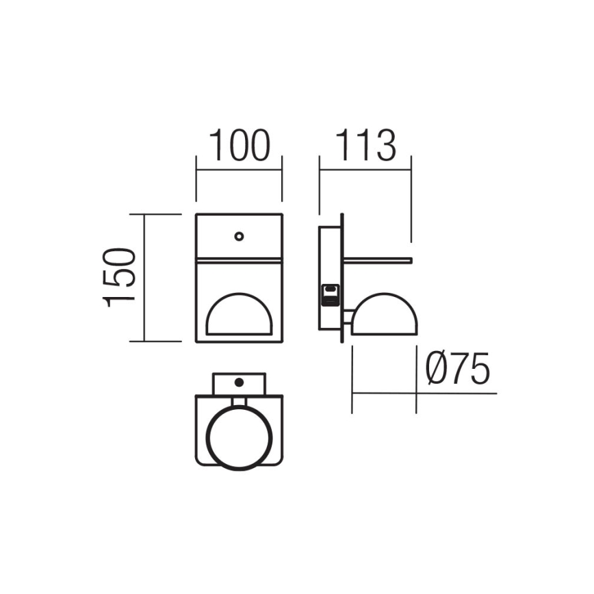 Redo 01-3491 - Spot mural SEIBI LED/7W/230V USB CRI 90 noir