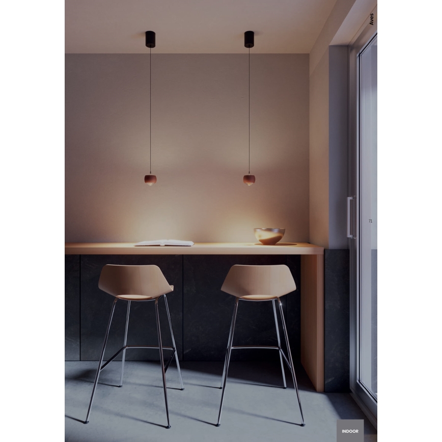 Redo 01-3548 - Lampadario LED a sospensione con filo AVES LED/12W/230V diametro 9,6 cm CRI 90 rame