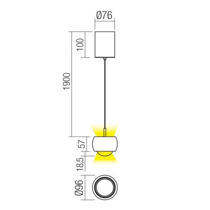 Redo 01-3548 - Lampadario LED a sospensione con filo AVES LED/12W/230V diametro 9,6 cm CRI 90 rame