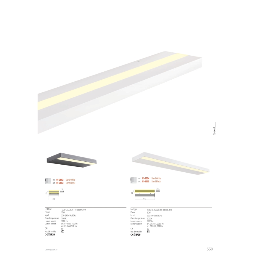 Redo 01-3555 - LED-Wandleuchte SEED LED/30W/230V schwarz
