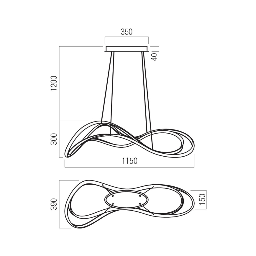 Redo 01-3598 - Suspension LED dimmable sur câble TEMPEST LED/58W/230V dorée