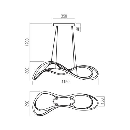 Redo 01-3599 - Dimmbare LED-Pendelleuchte an Kabel TEMPEST LED/58W/230V schwarz